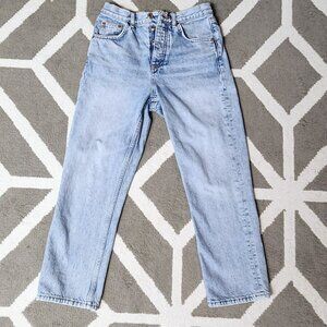 Women's Light Wash Button Fly Topshop Straight Leg Jeans